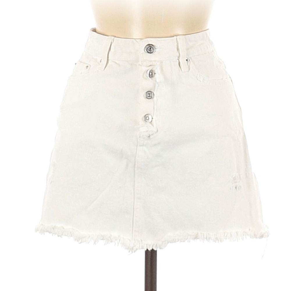 Zara White Denim Mini Skirt